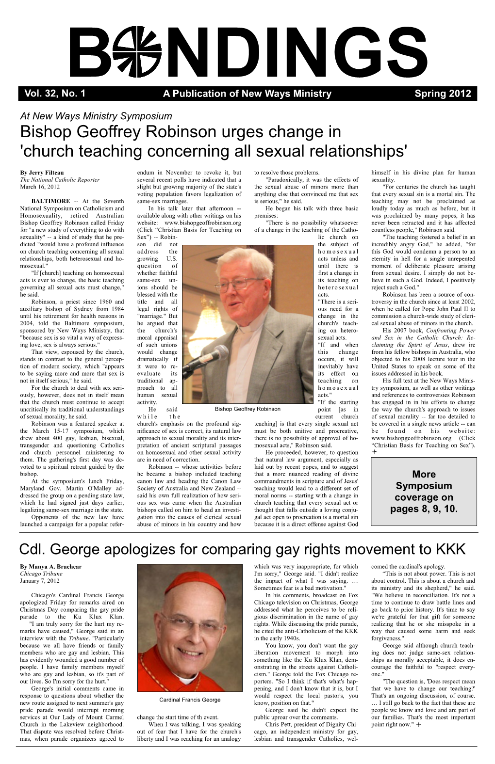 Bishop Geoffrey Robinson Urges Change in 'Church Teaching Concerning All Sexual Relationships'