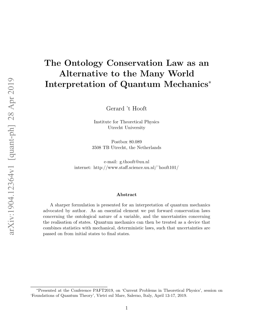 Arxiv:1904.12364V1 [Quant-Ph] 28 Apr 2019