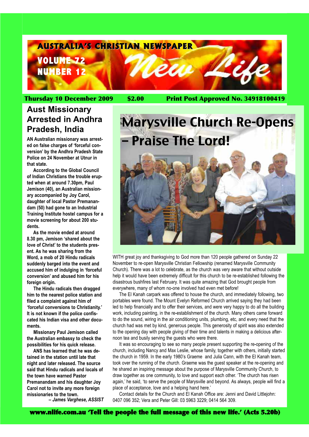 Marysville Church Re-Opens – Praise the Lord!