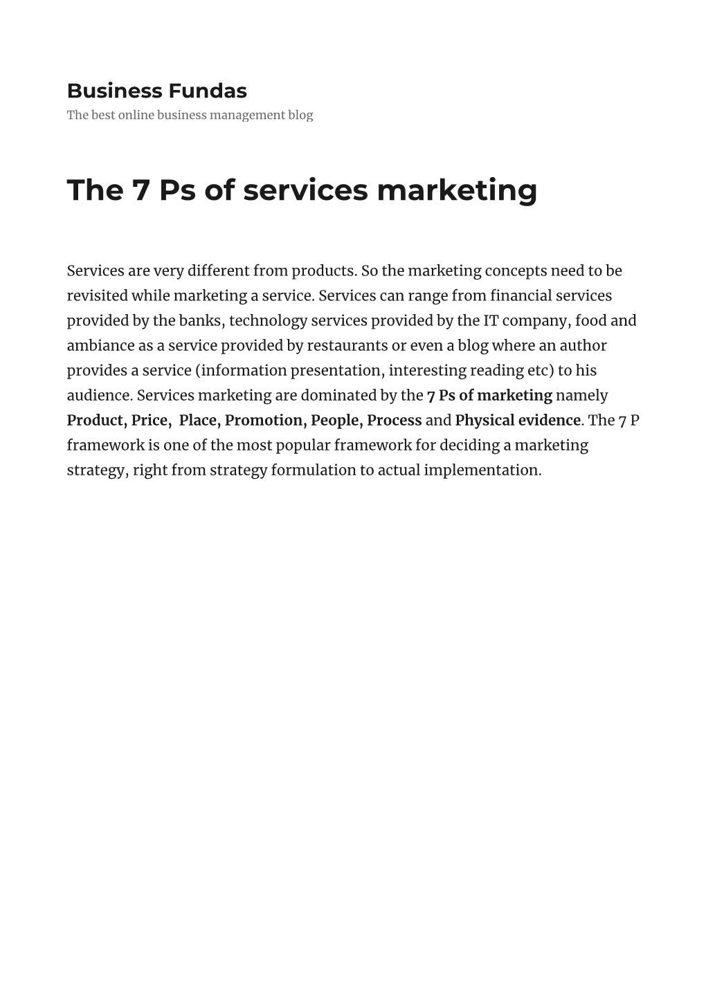 The 7 Ps of Services Marketing