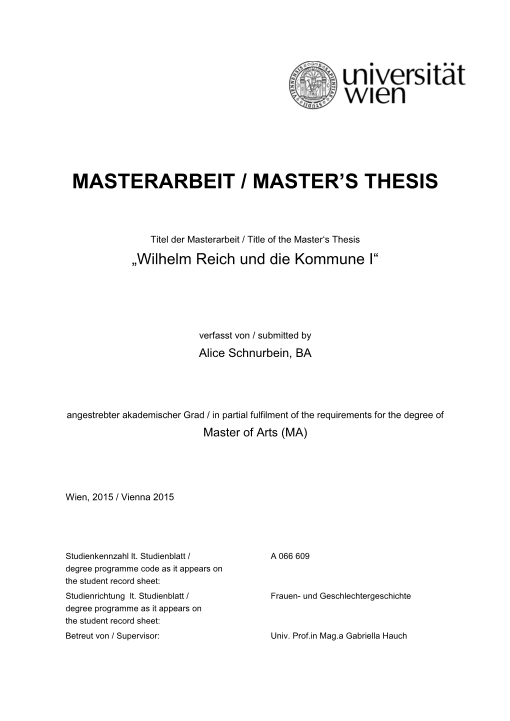 Masterarbeit / Master's Thesis