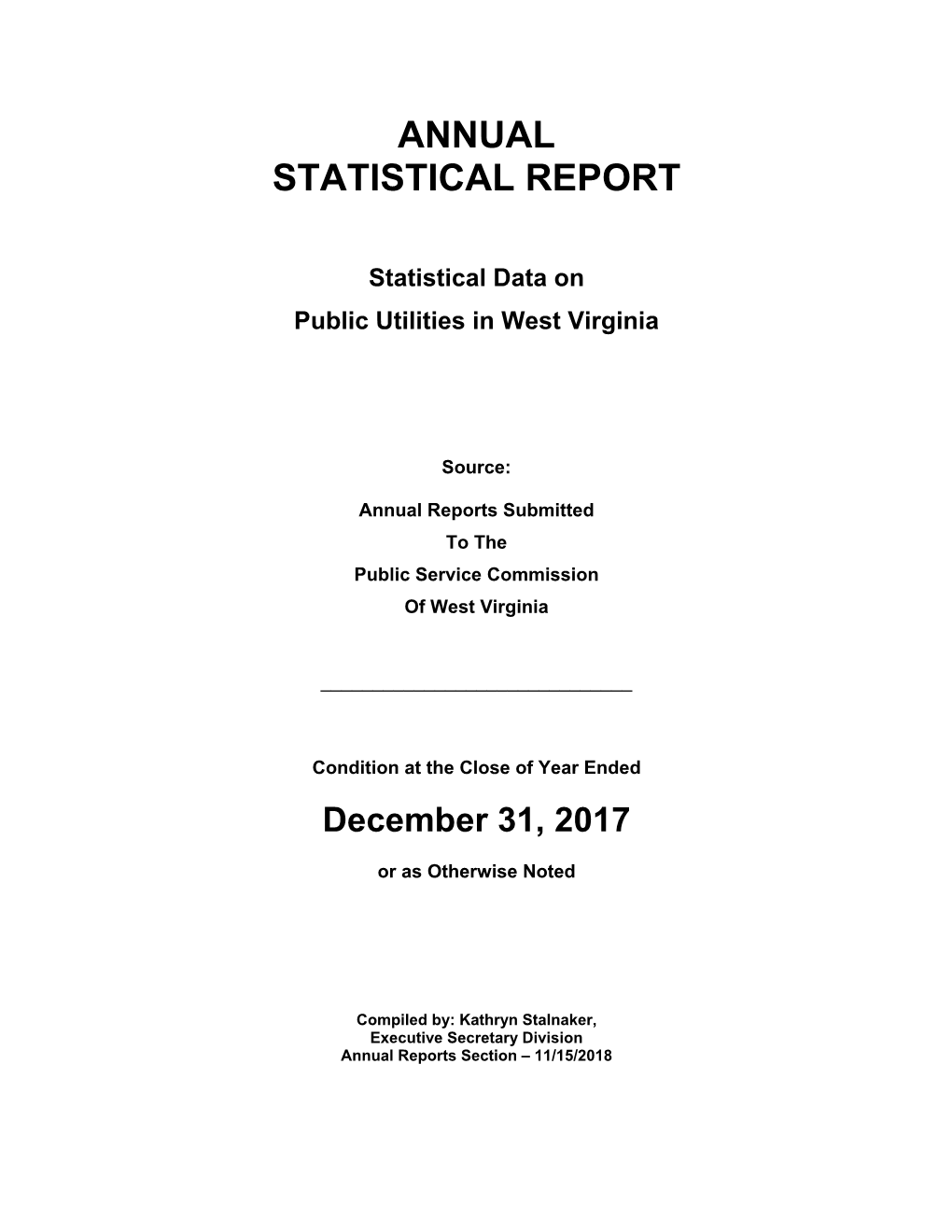 Annual Statistical Report for 2017