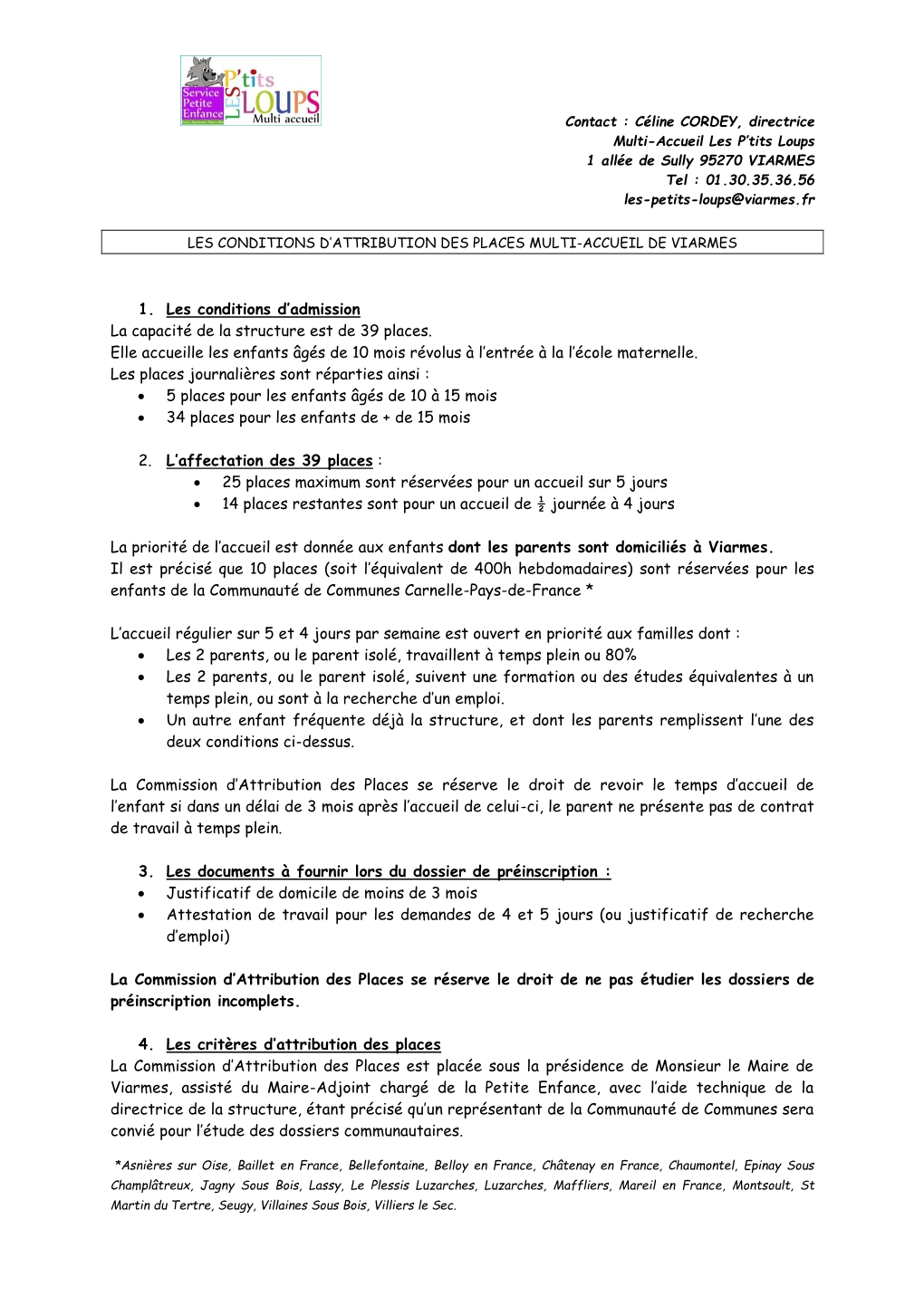 Conditions D'attribution Des Places