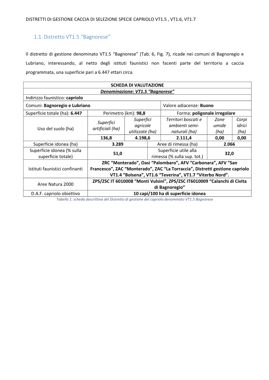 1.1. Distretto VT1.5 “Bagnorese”
