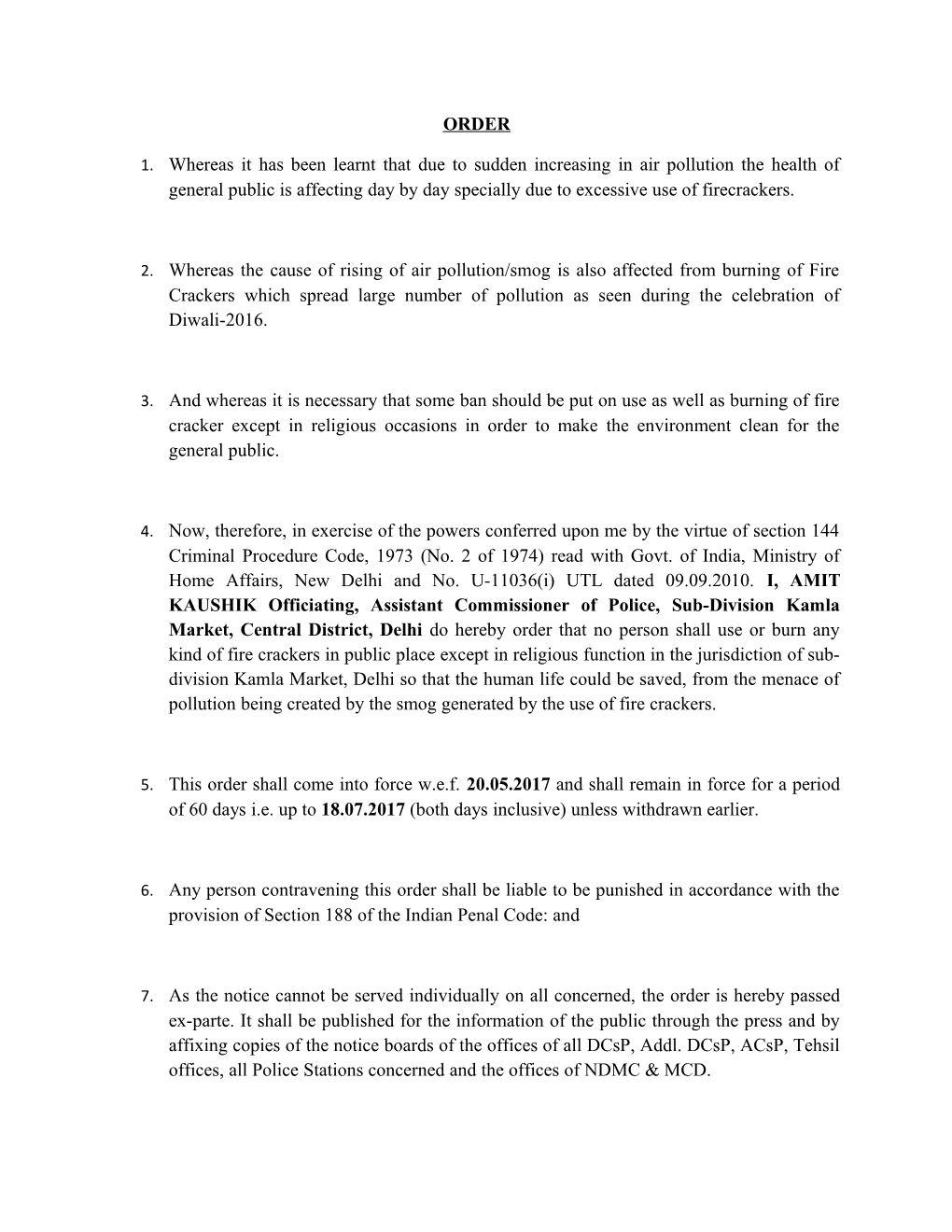 1. Whereas It Has Been Learnt That Due to Sudden Increasing in Air Pollution the Health