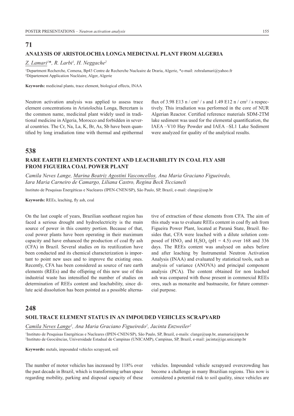 Analysis of Aristolochia Longa Medicinal Plant from Algeria Z