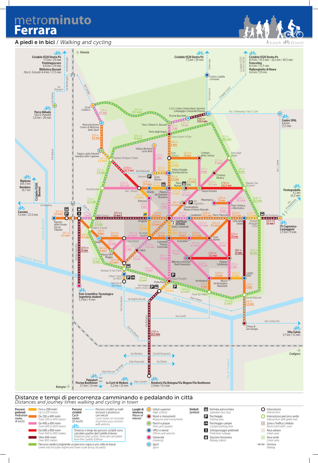 Metrominuto Ferrara a Piedi E in Bici / Walking and Cycling 4 Km/H 15 Km/H