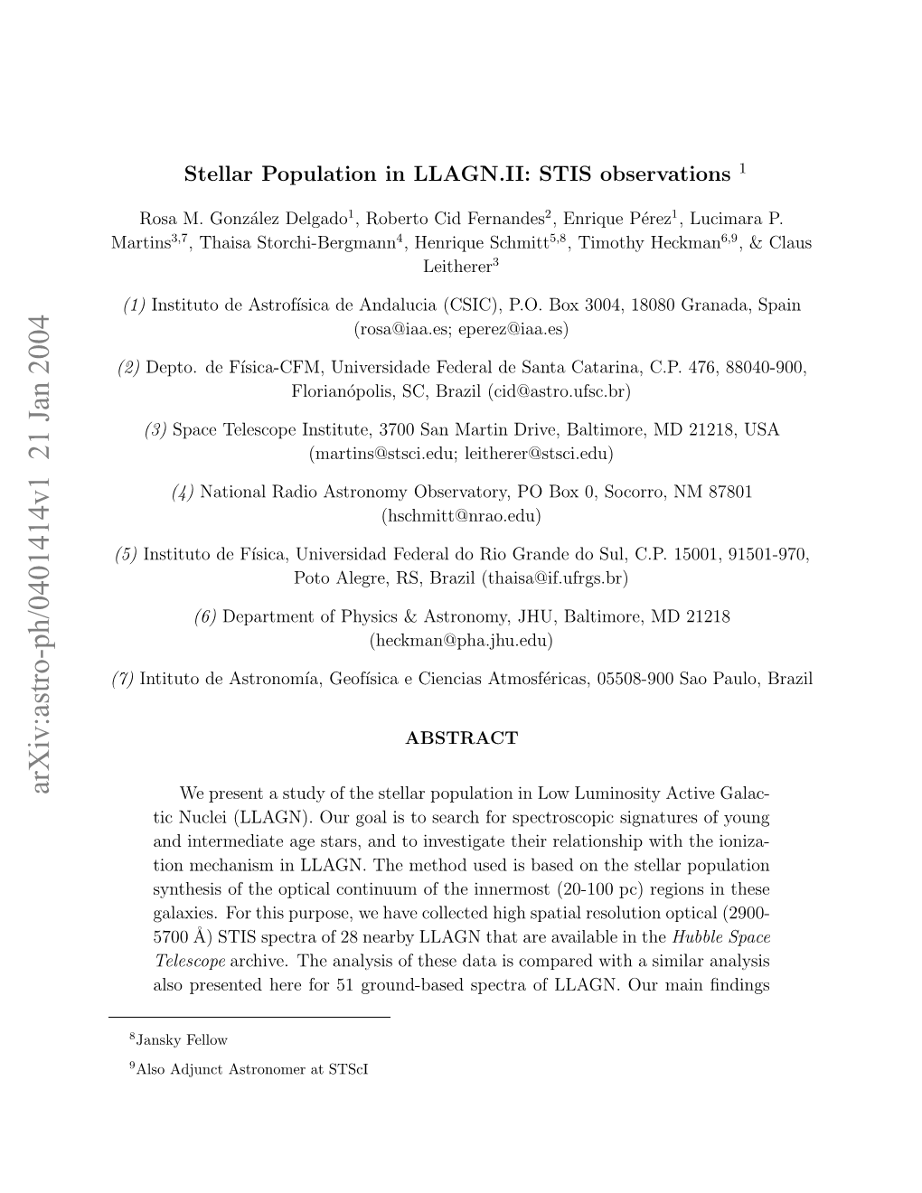Stellar Population in LLAGN. II: STIS Observations