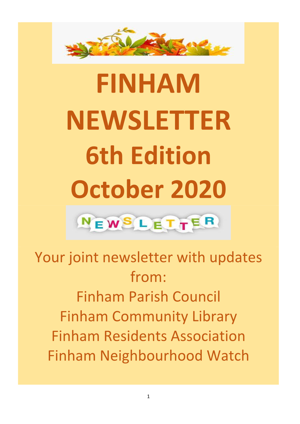 FINHAM NEWSLETTER 6Th Edition October 2020