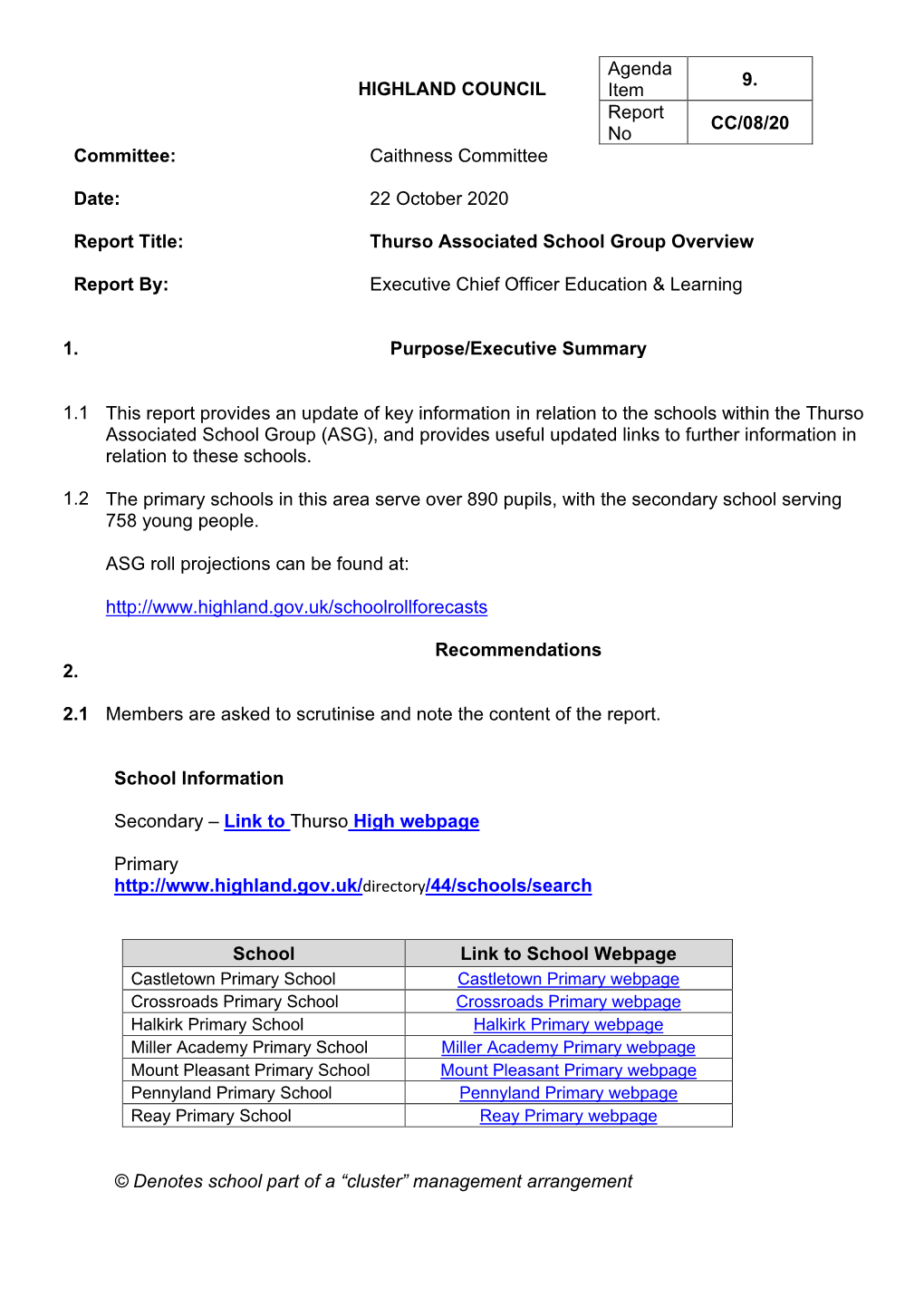Thurso Associated School Group Overview