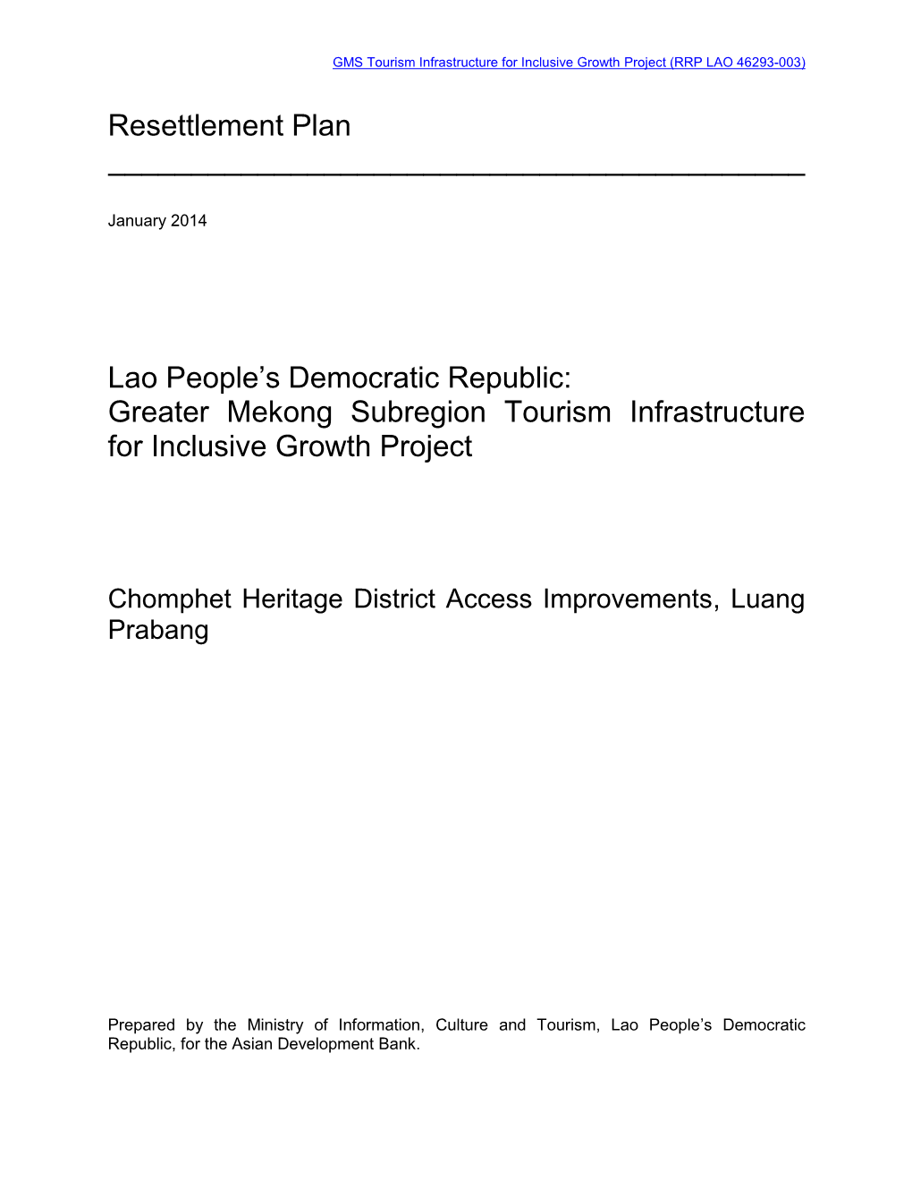 46293-003: Greater Mekong Subregion Tourism Infrastructure For