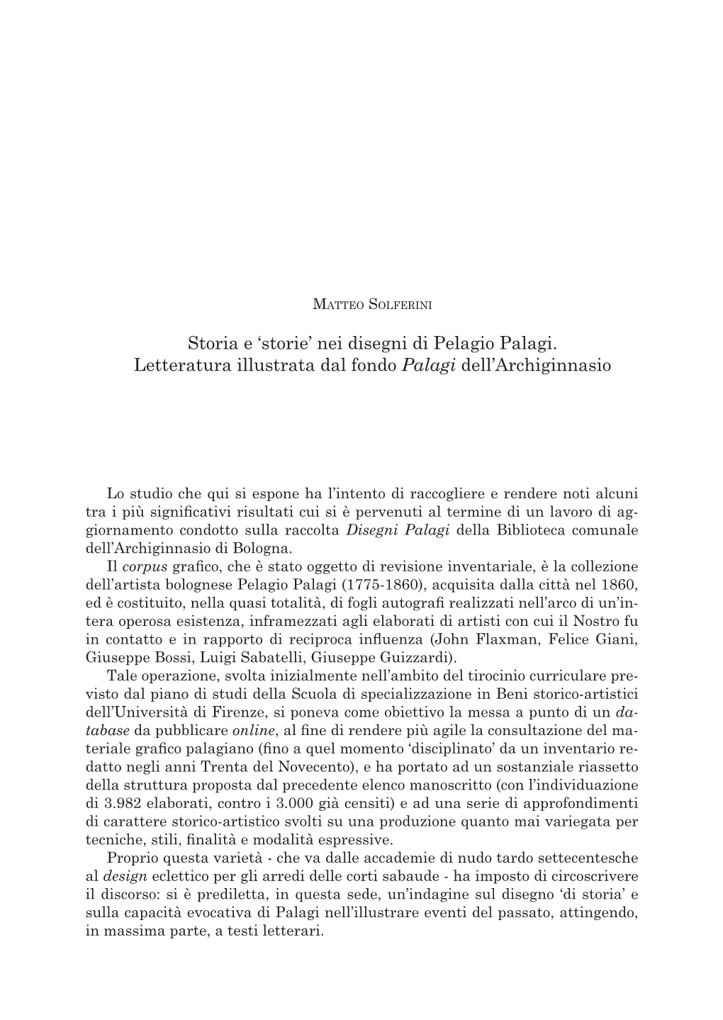 Nei Disegni Di Pelagio Palagi. Letteratura Illustrata Dal Fondo Palagi Dell’Archiginnasio