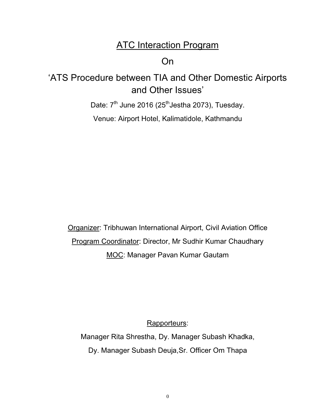 ATC Interaction Program on 'ATS