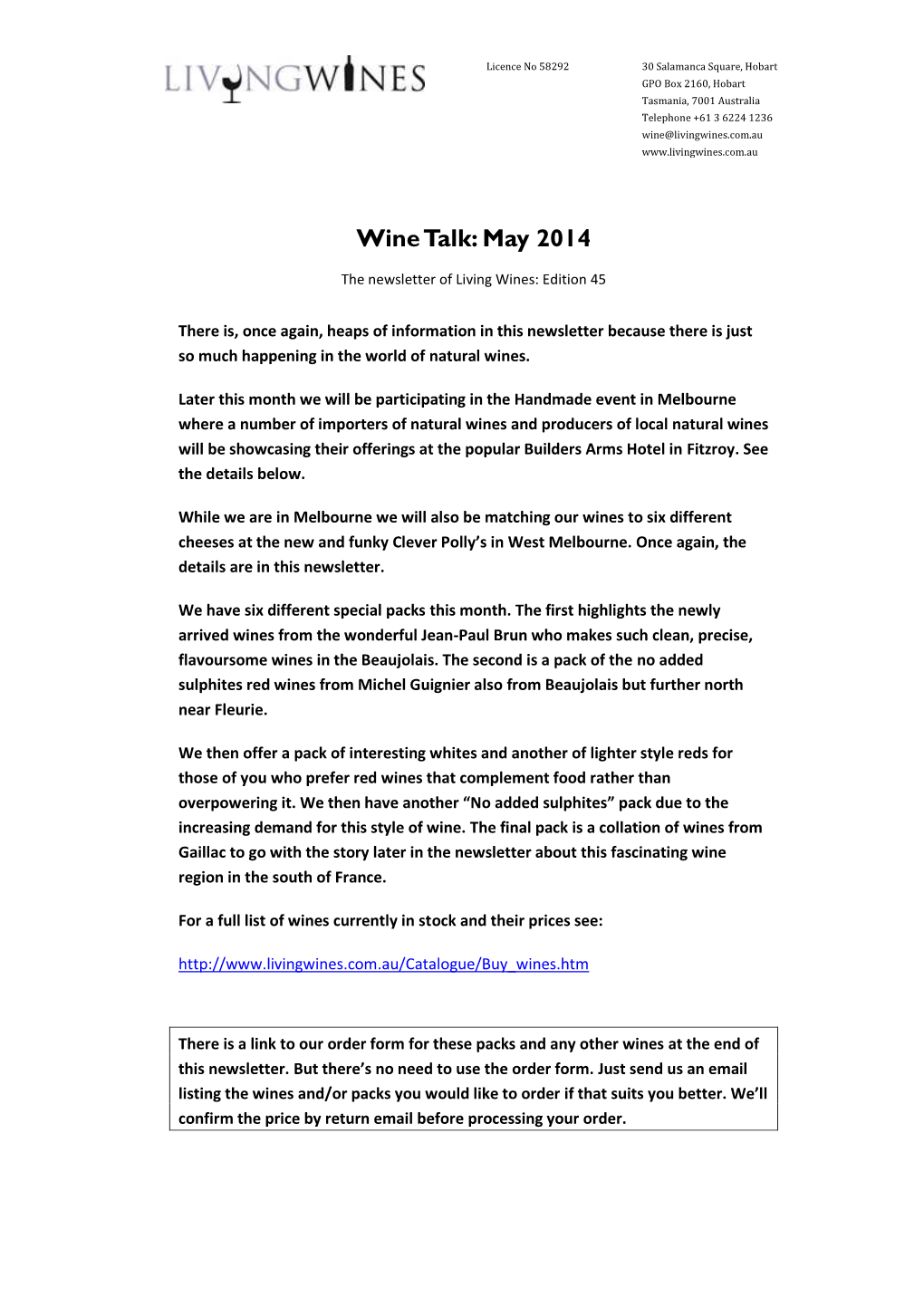 Wine Talk: May 2014