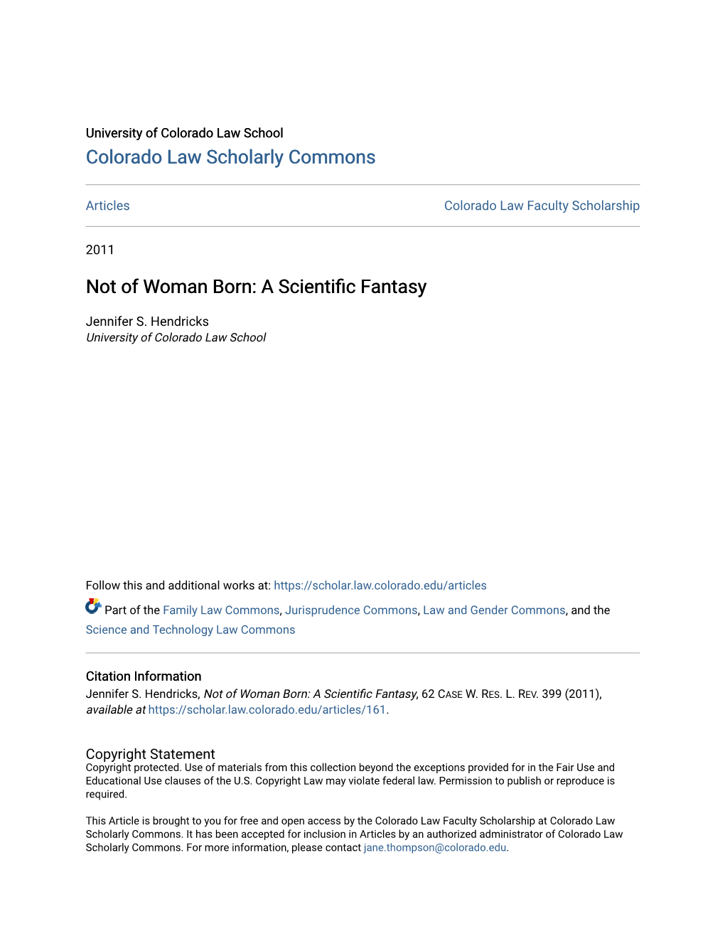 Not of Woman Born: a Scientific Fantasy