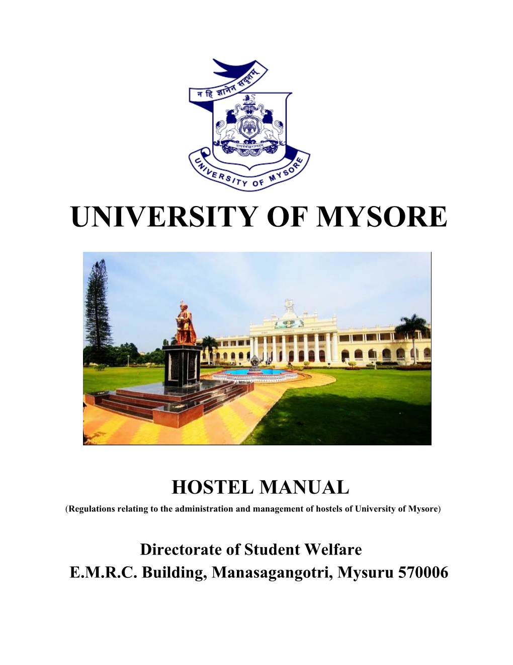 University of Mysore Hostel Manual