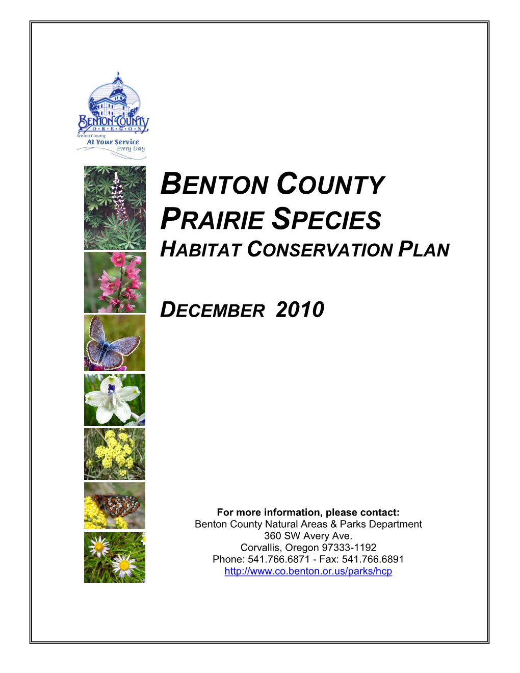 Benton County Prairie Species Habitat Conservation Plan