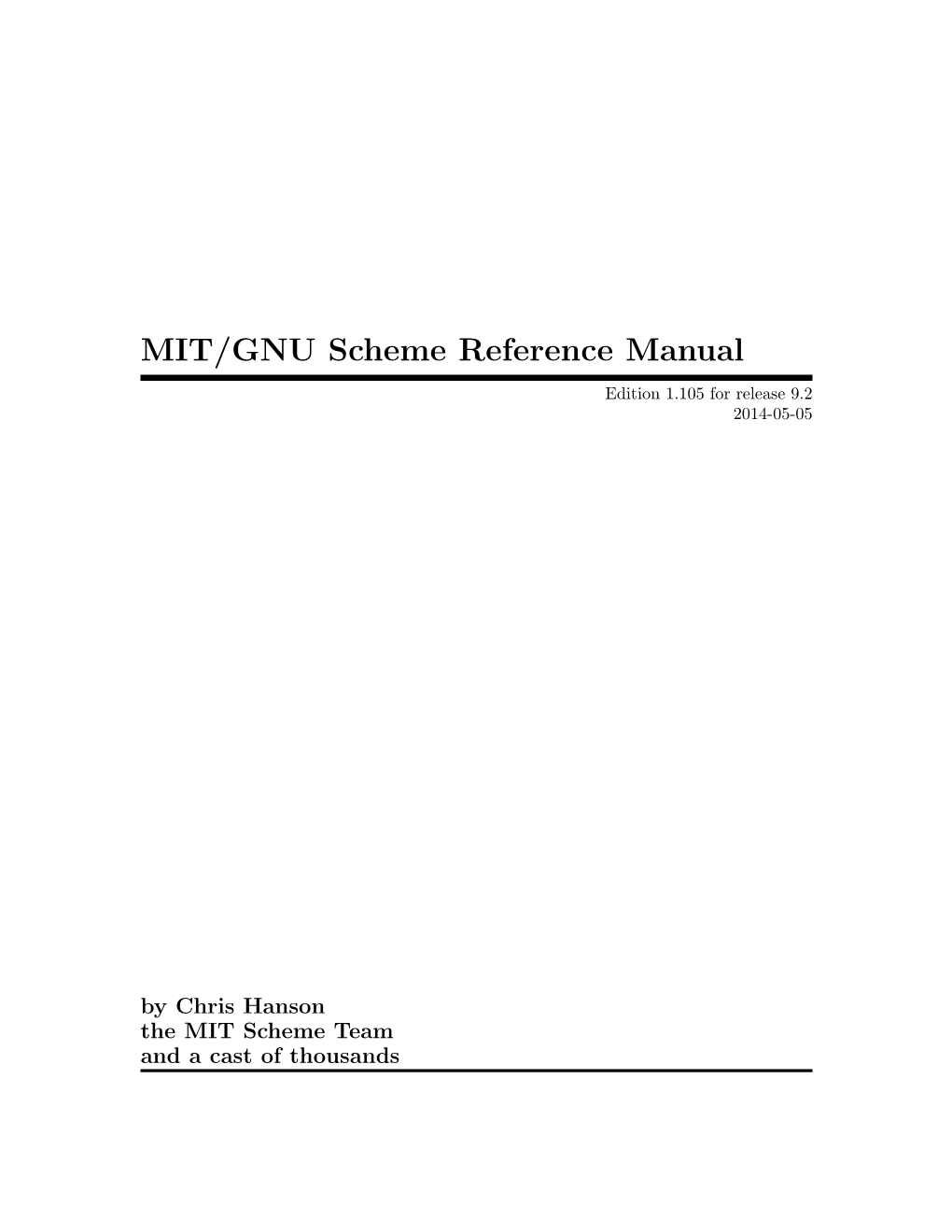 MIT/GNU Scheme Reference Manual