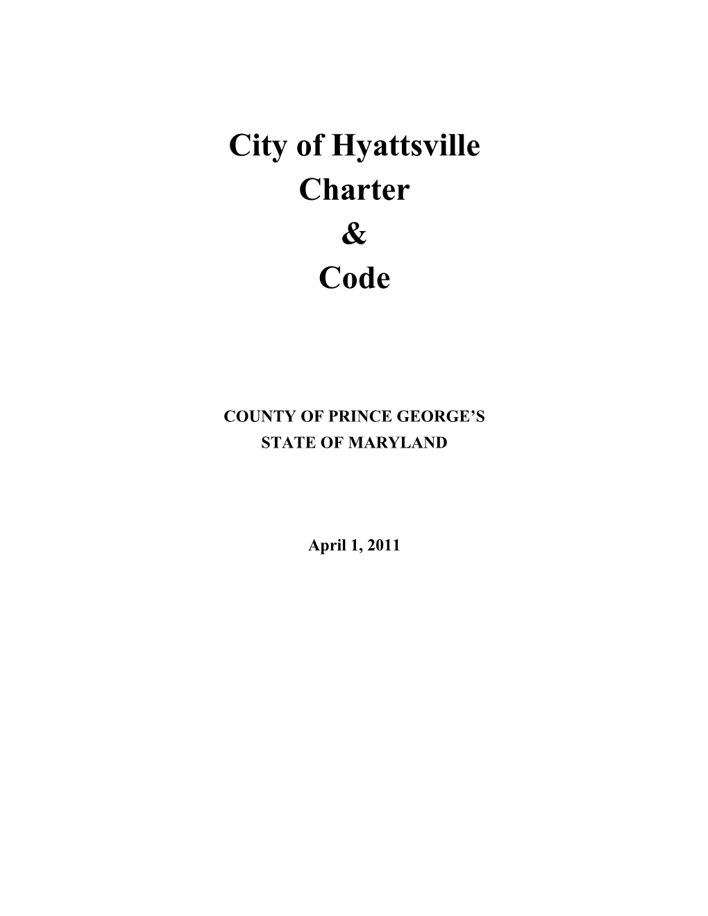 Hyattsville Charter and Code