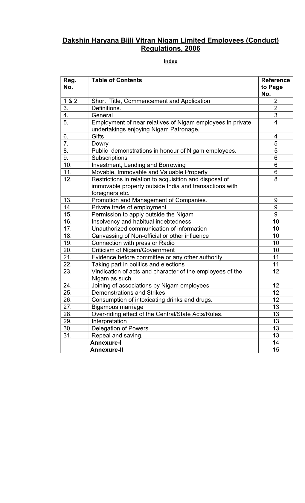 (Conduct) Regulations, 2006