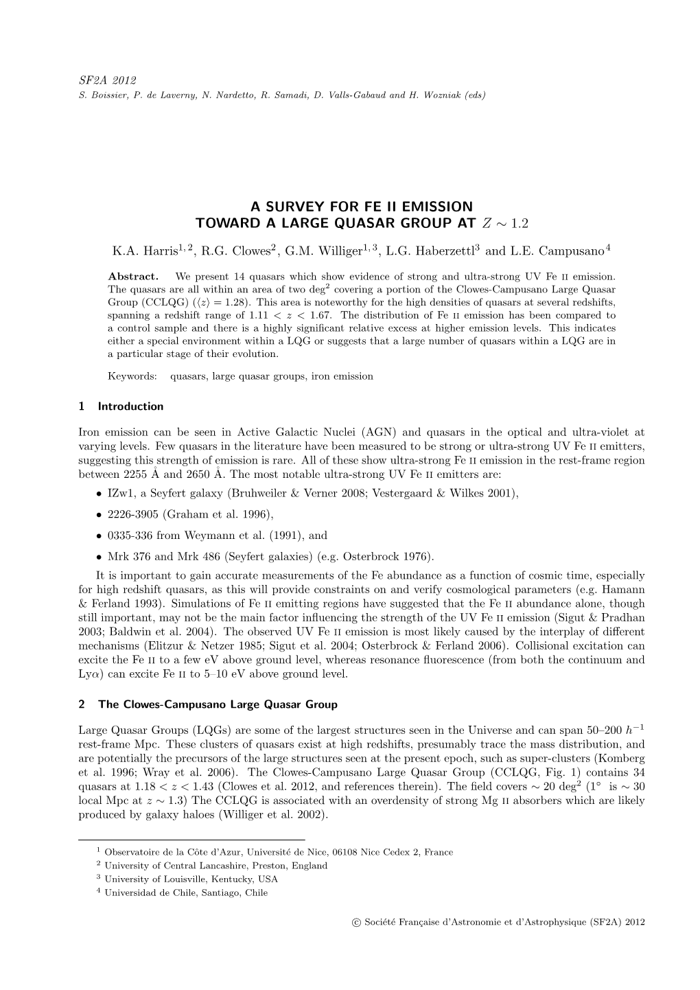 A Survey for Fe Ii Emission Toward a Large Quasar Group at Z ∼ 1.2