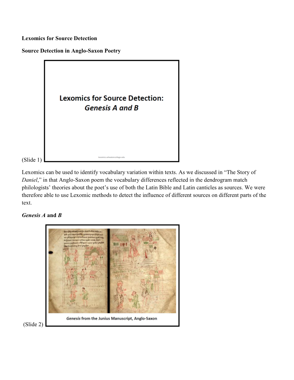 Lexomics for Source Detection