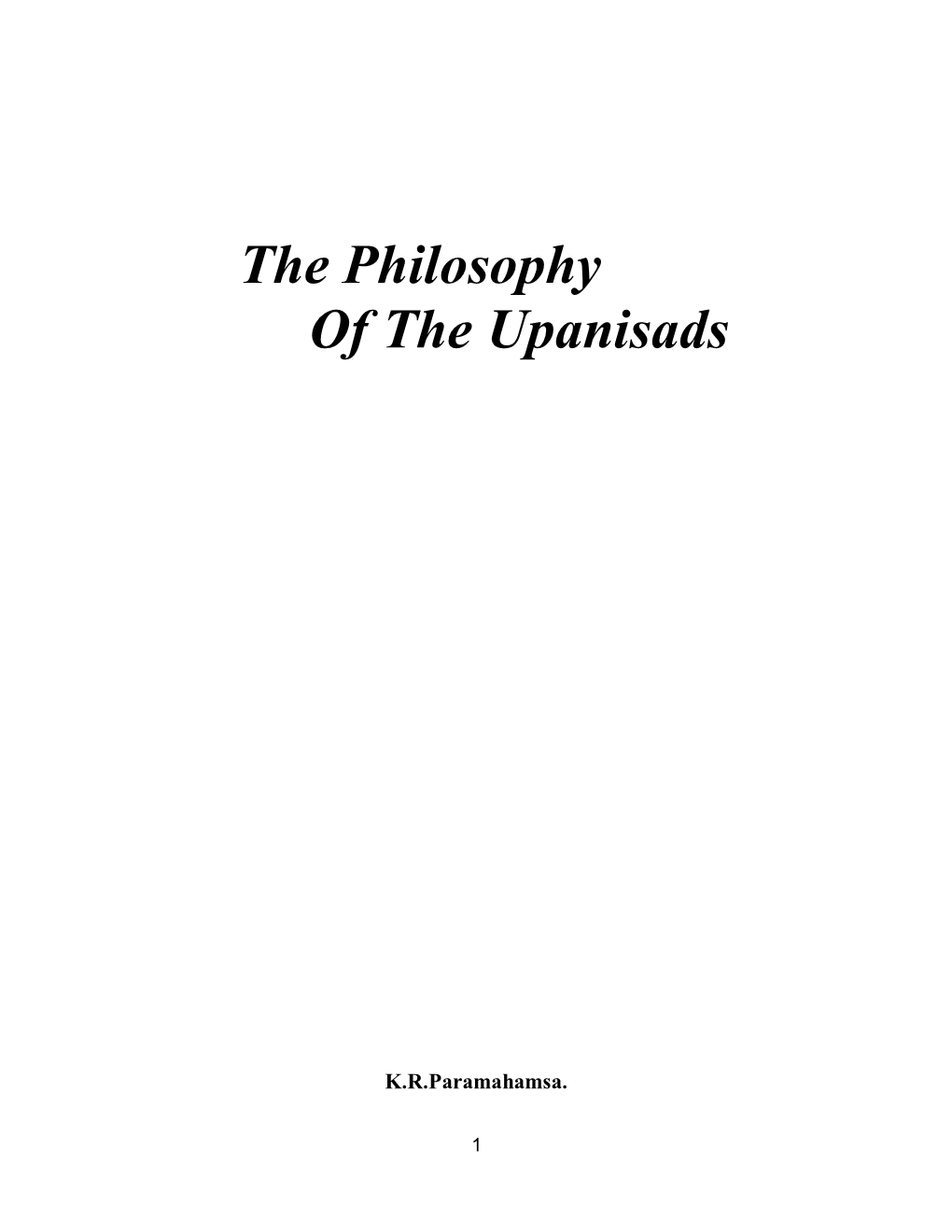 The Philosophy of the Upanisads