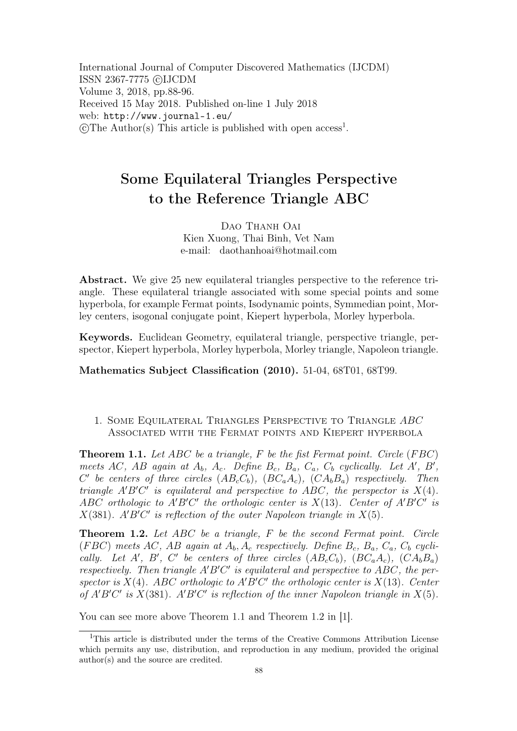 Some Equilateral Triangles Perspective to the Reference Triangle ABC