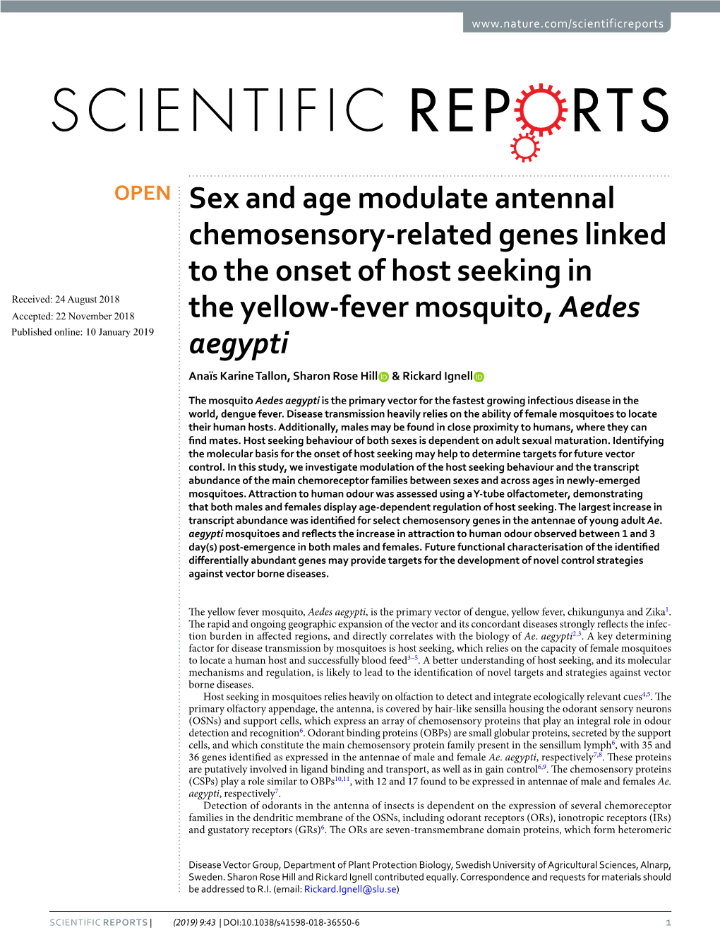 Sex and Age Modulate Antennal Chemosensory-Related Genes Linked