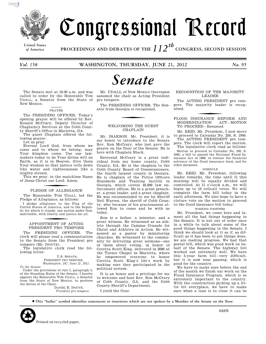 Senate the Senate Met at 10:30 A.M
