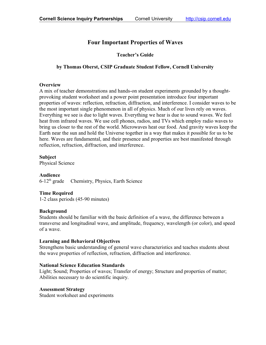 Four Important Properties of Waves