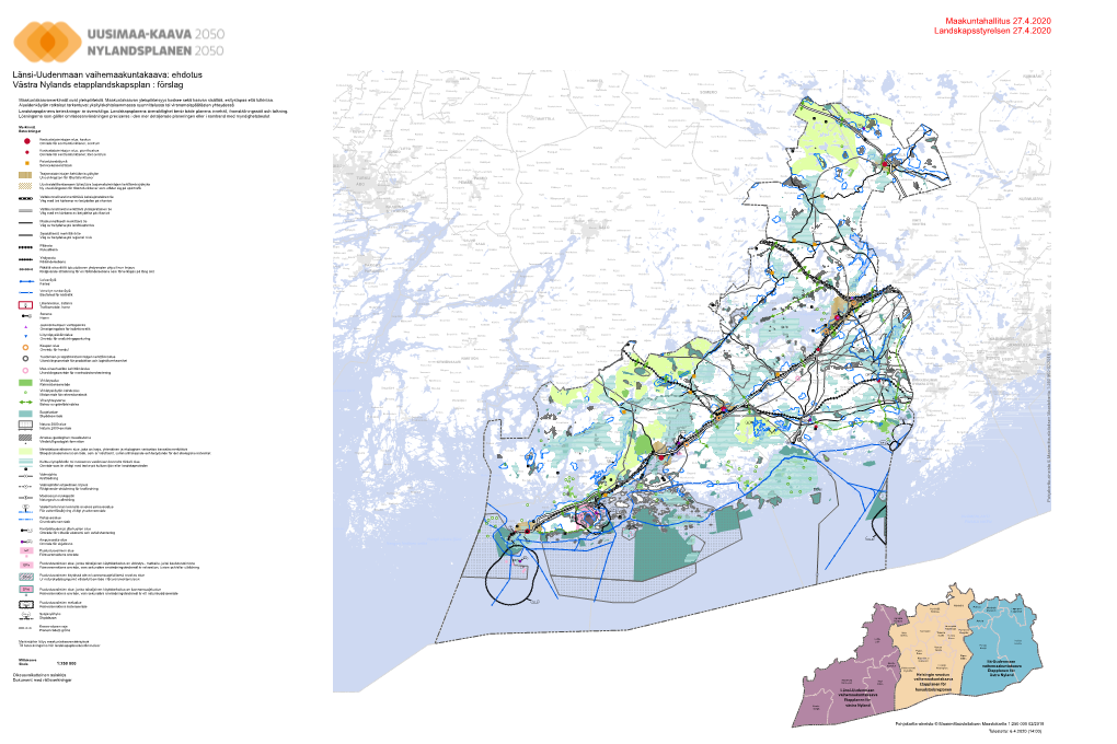 Kartta Länsi-Uudenmaan Vaihemaakuntakaava