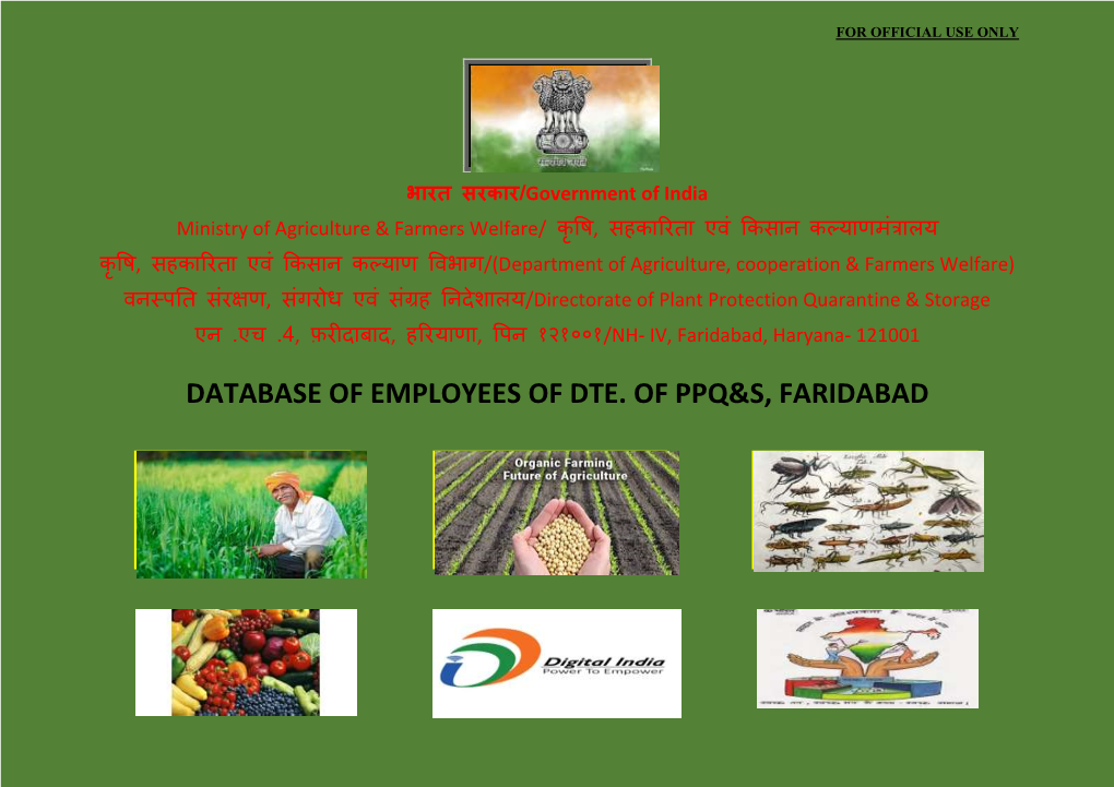 Database of Employees of Dte. of Ppq&S, Faridabad