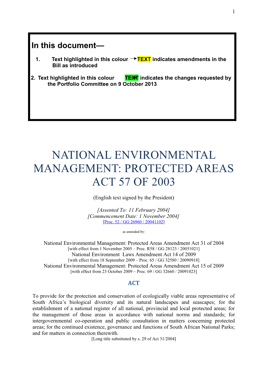 National Environmental Management Protected Areas Act 57 of 2003