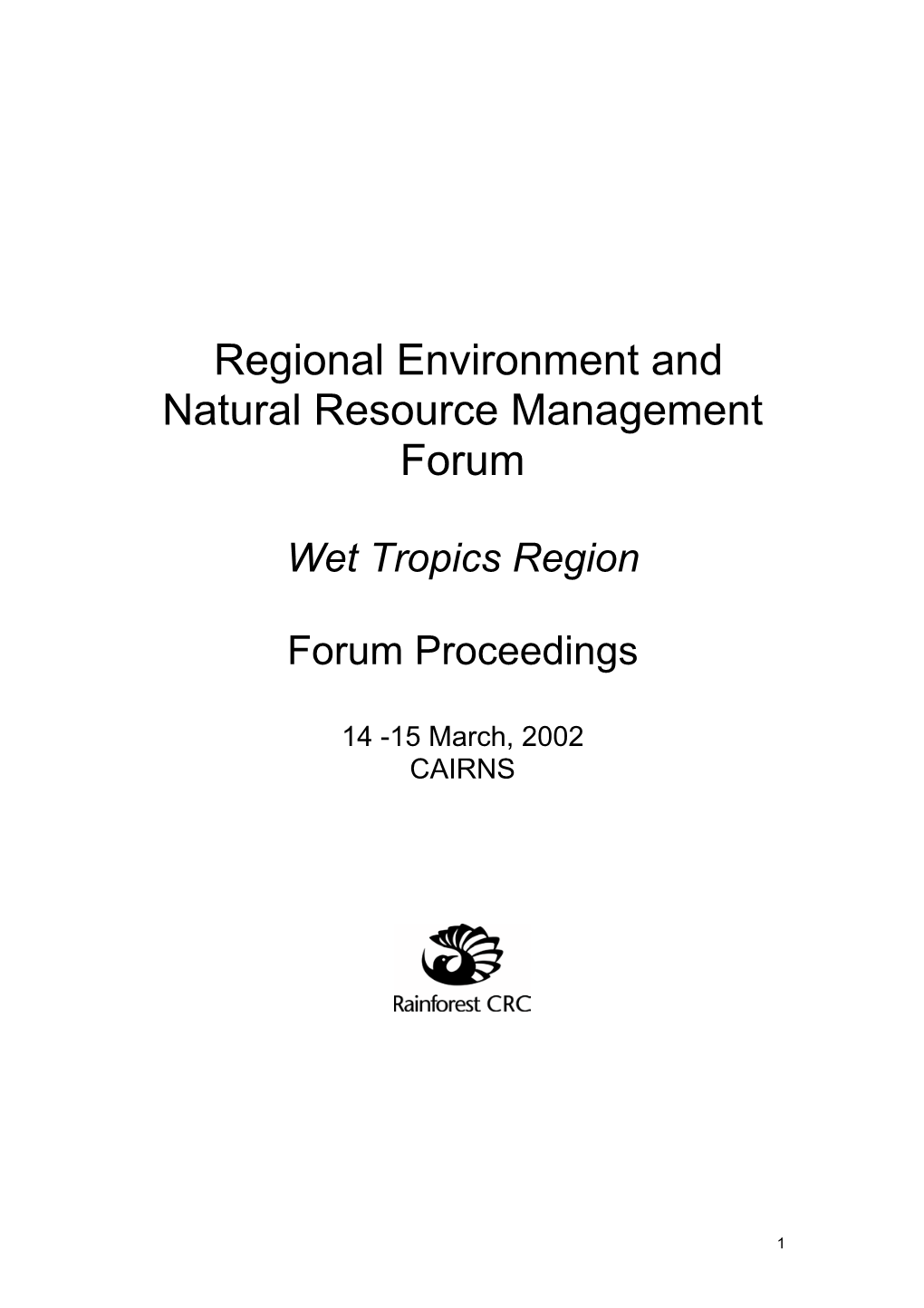 Regional Environment and Natural Resource Management Forum