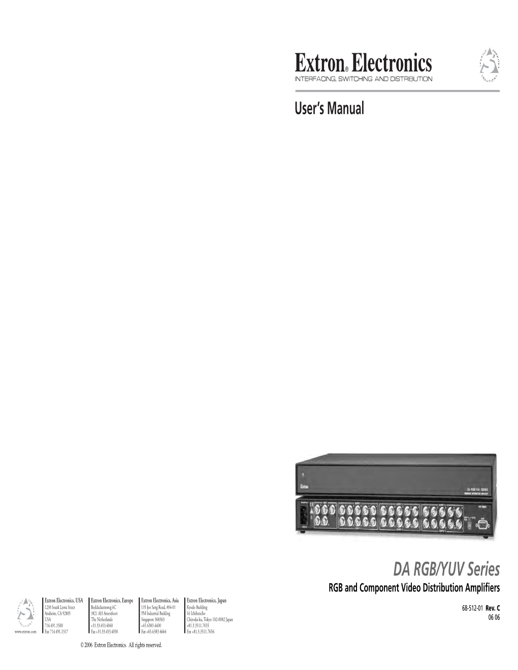 Extron DA RGB/YUV Series User Guide, Rev. C