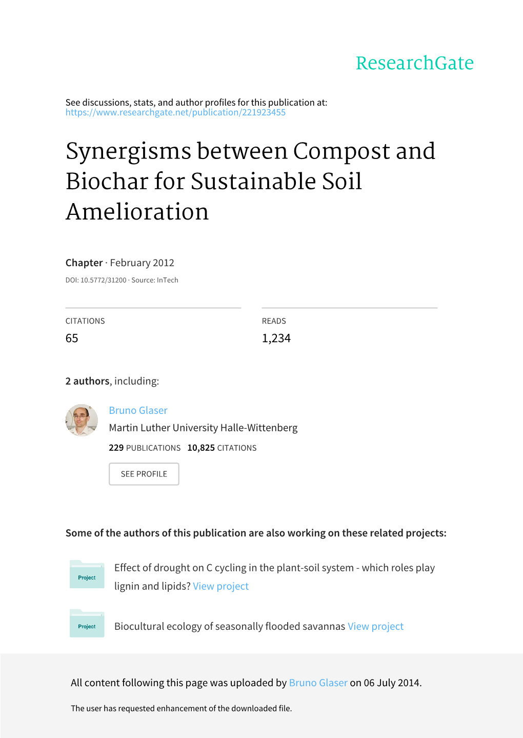 Synergisms Between Compost and Biochar for Sustainable Soil Amelioration