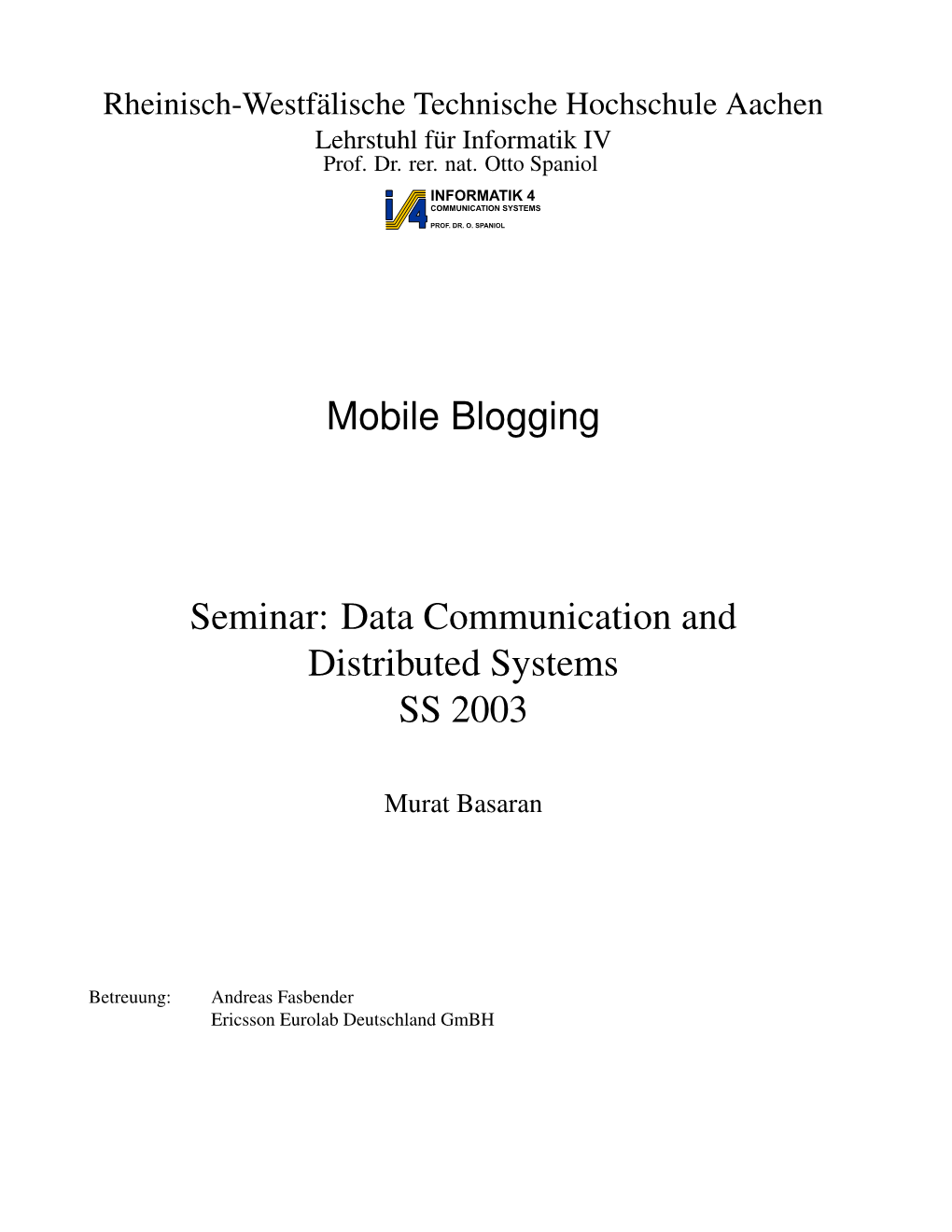 Mobile Blogging Seminar