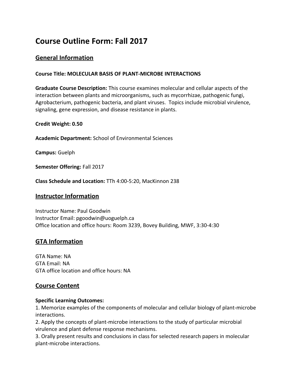 Undergraduate Course Outline Form for Fall 2015 s1