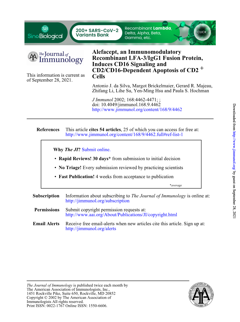 Cells + CD2/CD16-Dependent Apoptosis of CD2 Induces CD16