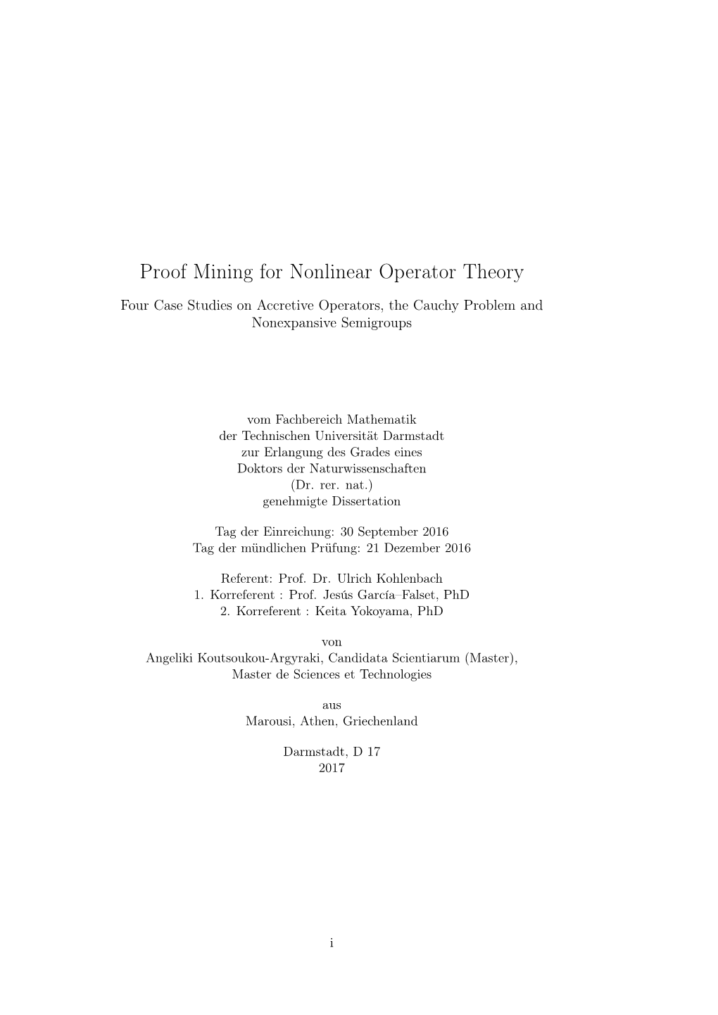 Proof Mining for Nonlinear Operator Theory