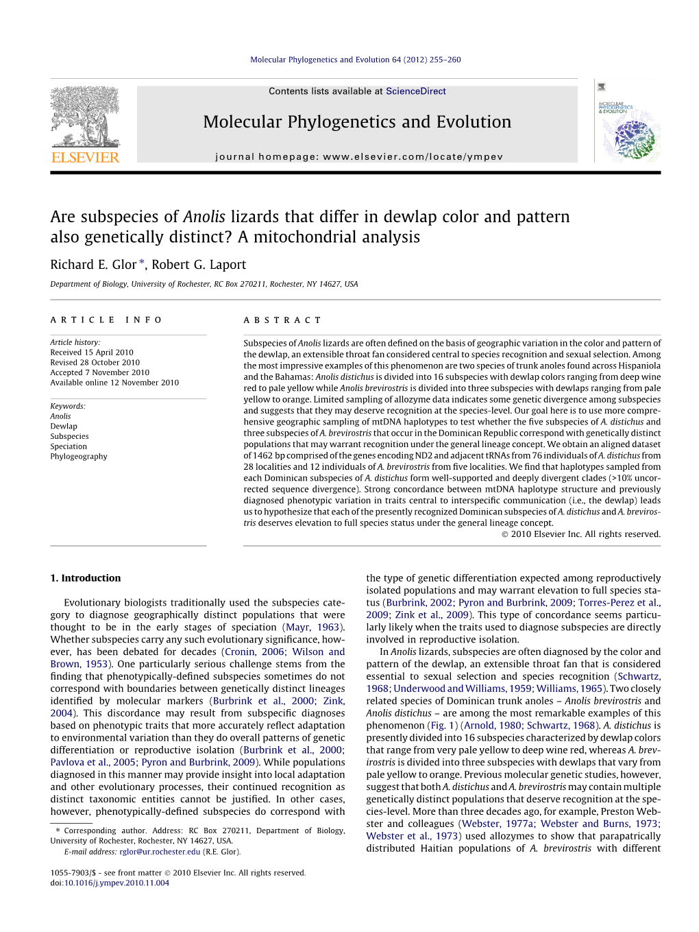 Molecular Phylogenetics and Evolution 64 (2012) 255–260