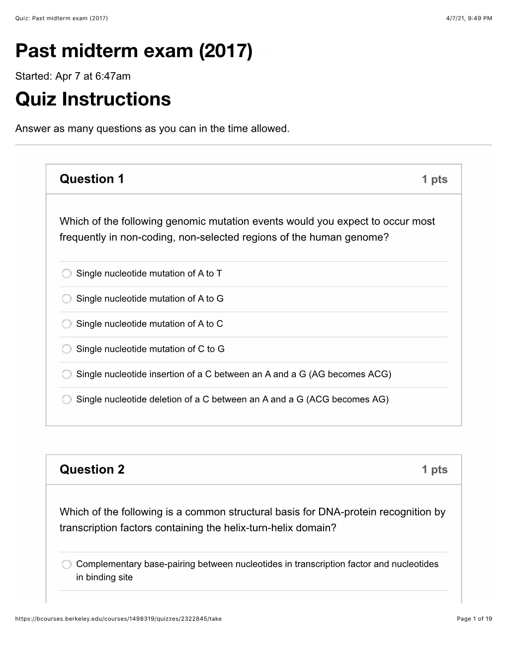 Quiz: Past Midterm Exam (2017) 4/7/21, 9:49 PM