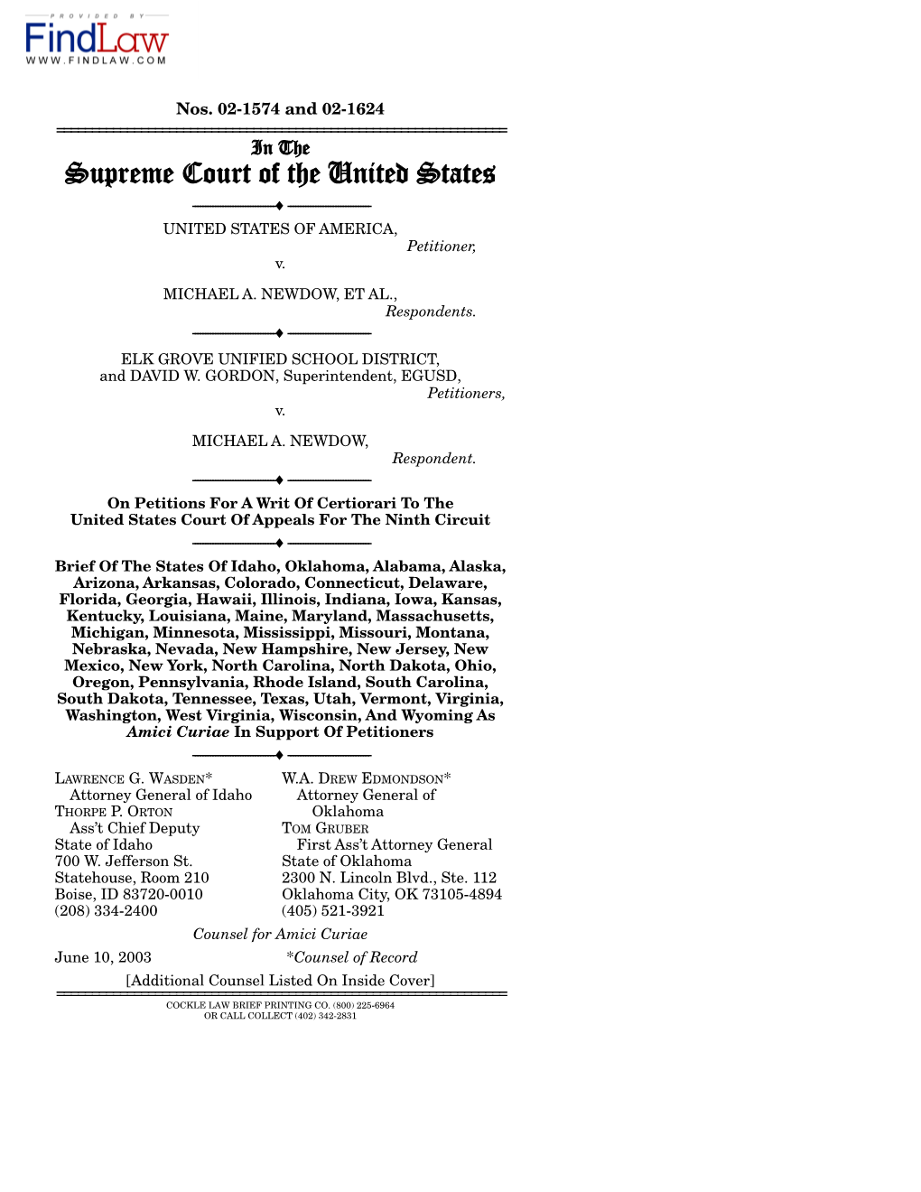 Supreme Court of the United States ------♦ ------UNITED STATES of AMERICA, Petitioner, V