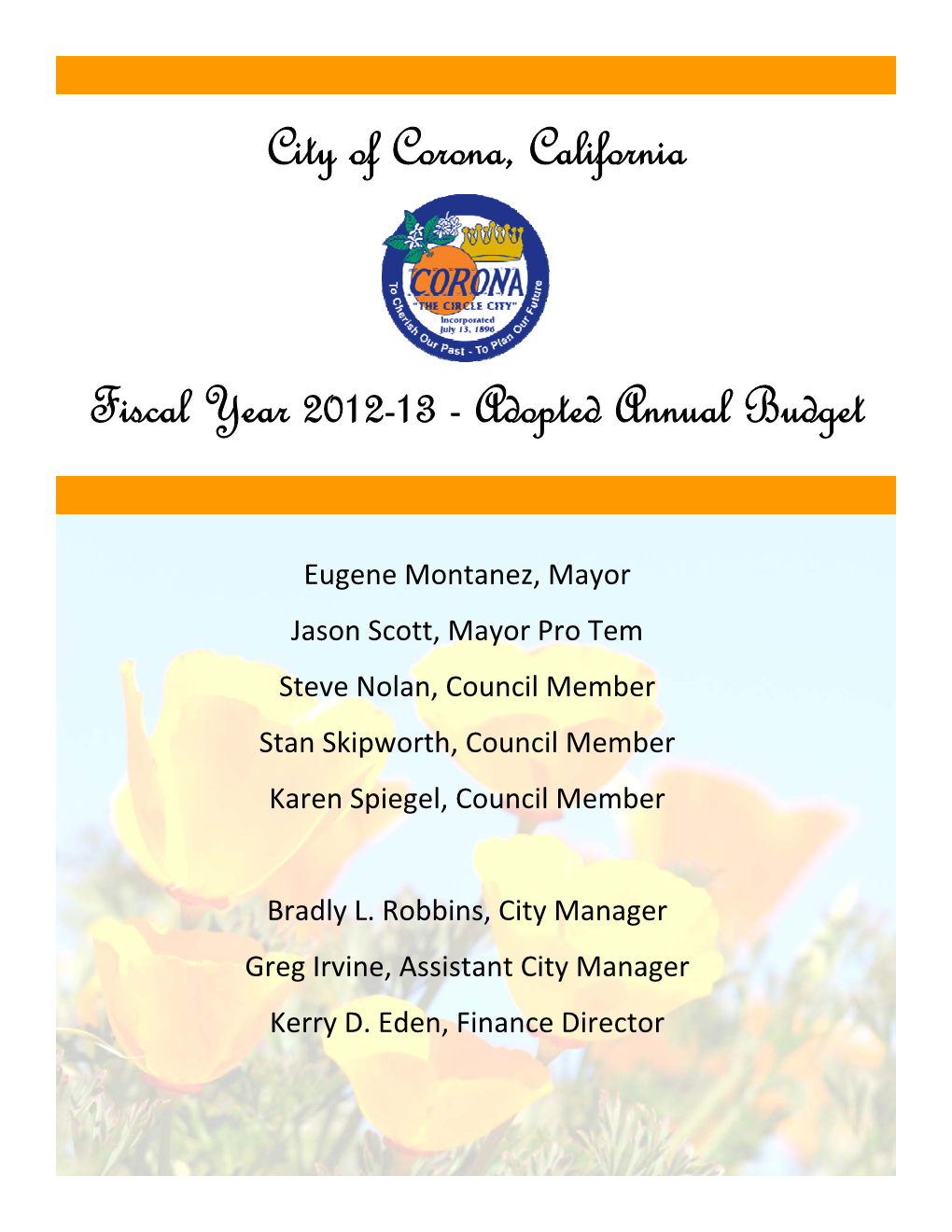 City of Corona, California Fiscal Year 2012-13