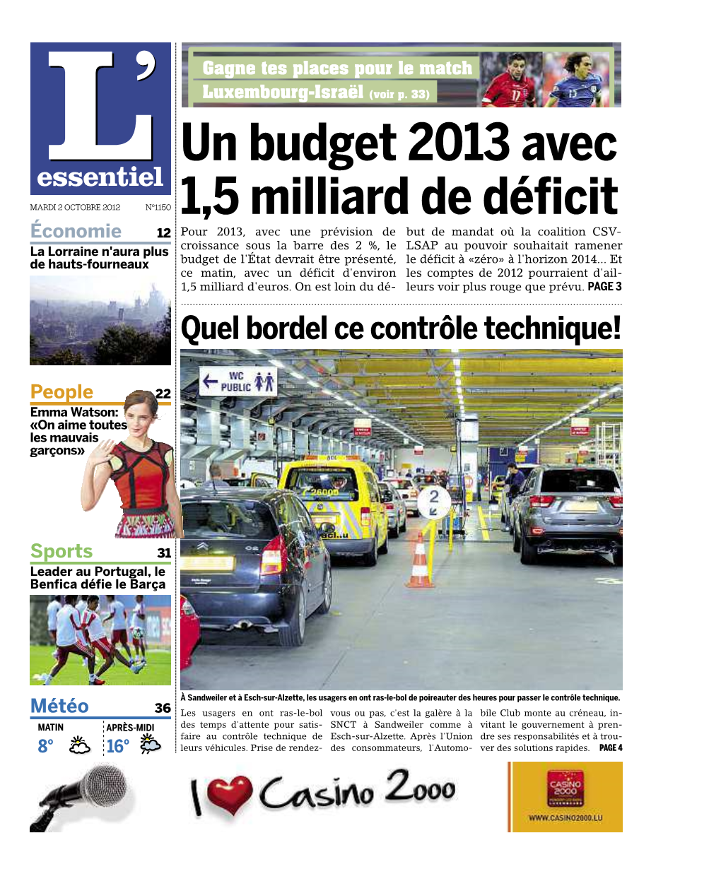 Un Budget 2013 Avec 1,5 Milliard De Déficit