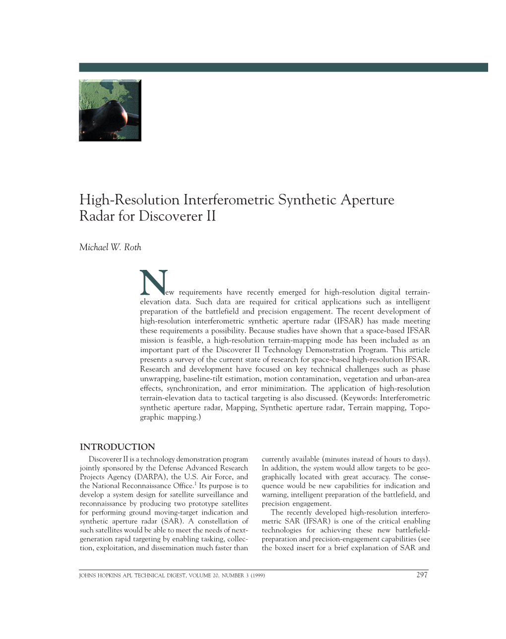 High-Resolution Interferometric Synthetic Aperture Radar for Discoverer II