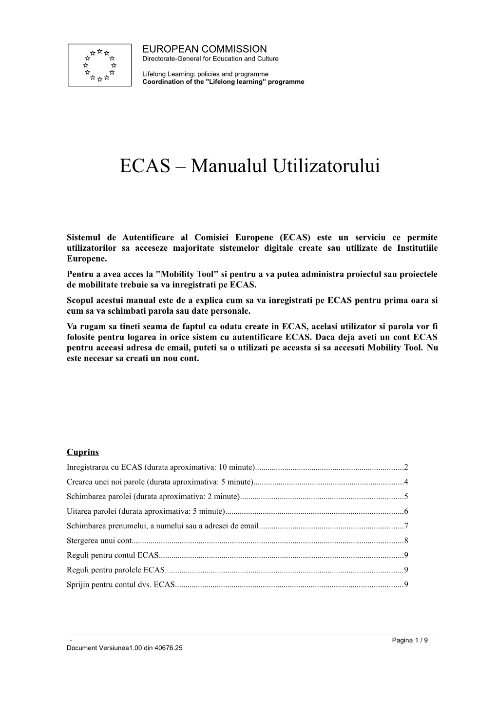 ECAS Manualul Utilizatorului