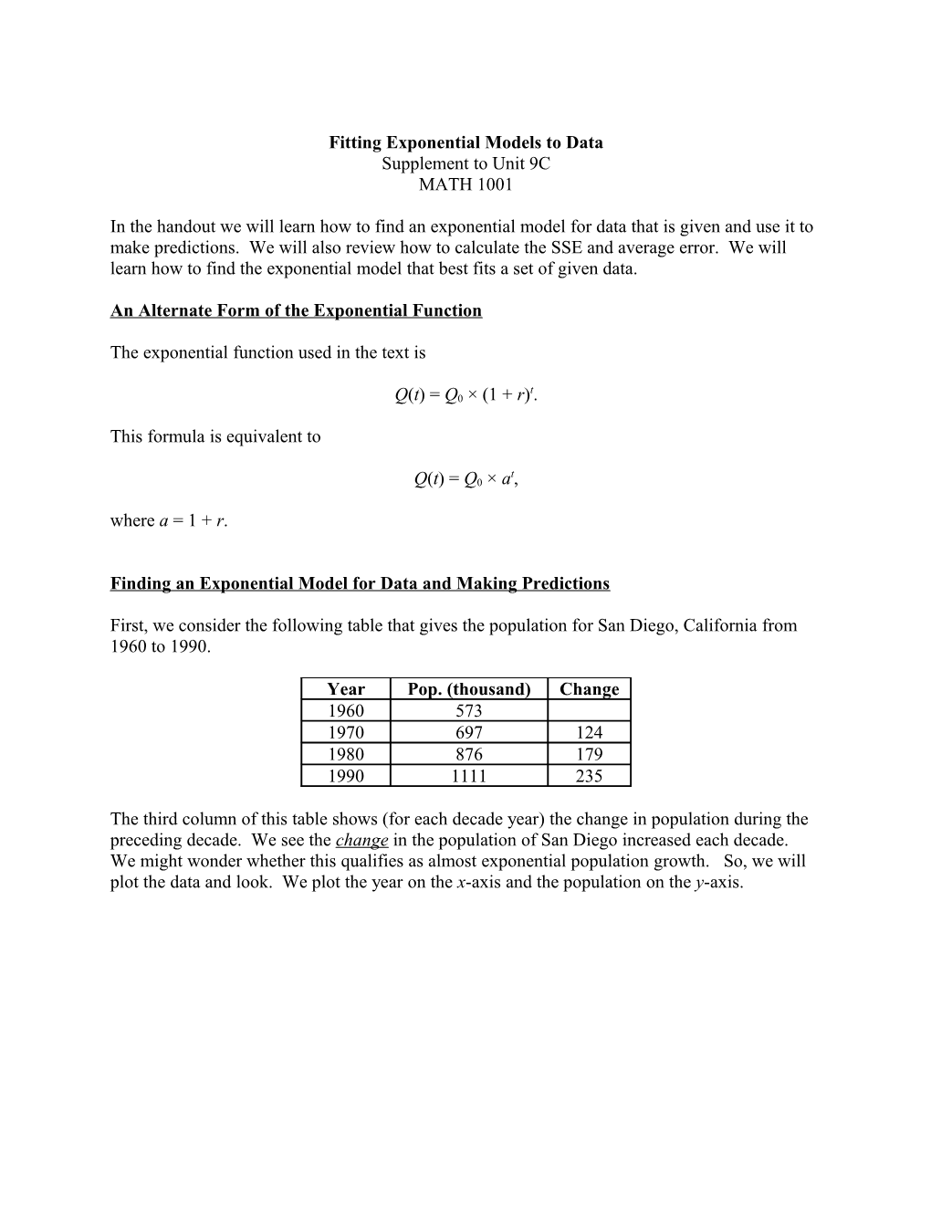 Fitting Exponential Models To Data