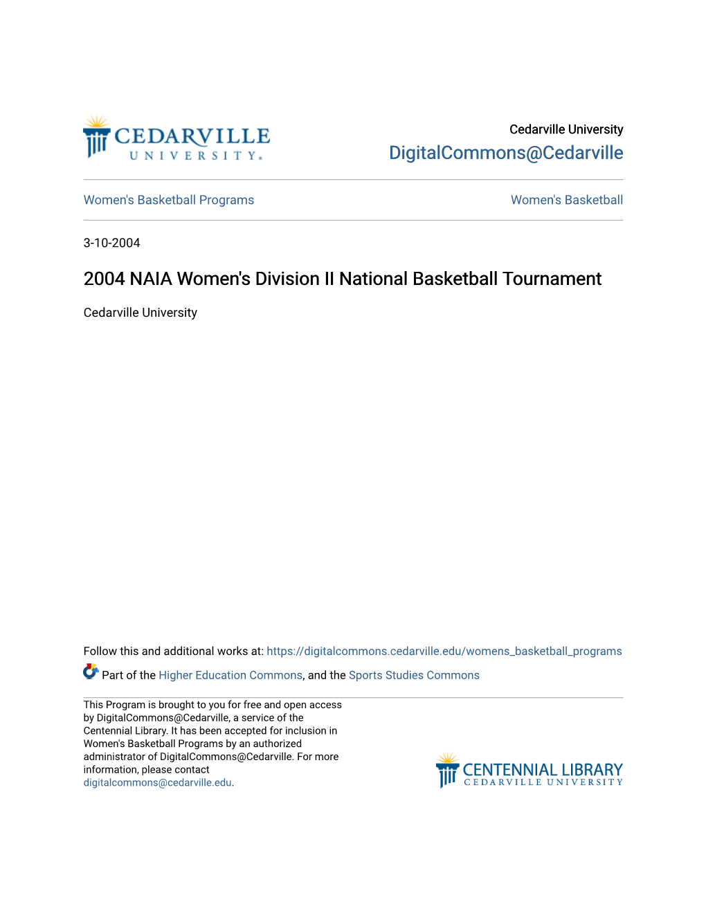 2004 NAIA Women's Division II National Basketball Tournament